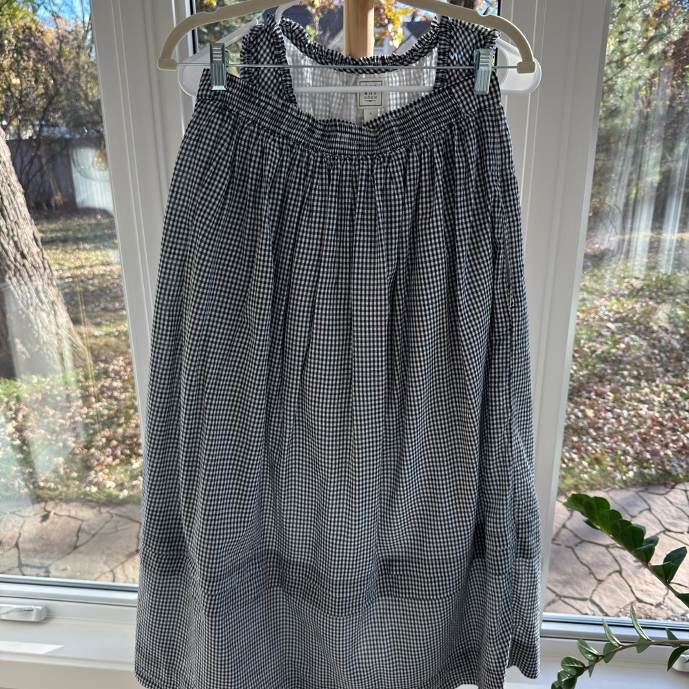 Gap × DÔEN Navy Gingham Cropped Tank & Maxi Skirt Set | Sold Out Small - Picture 7 of 7